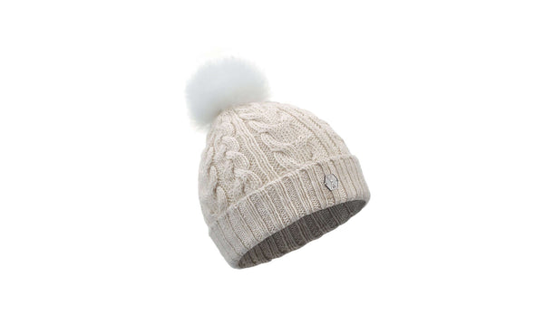 Wärmende Mütze VICENTE aus Alpakawolle mit Bommel. Warm und Flauschig