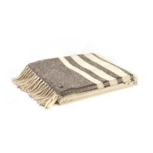 Alpaka Boucle Wolldecke MULLIDA sorgfältig gefaltet auf weißem Untergrund