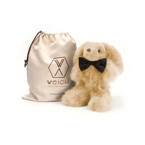 Alpaka Stofftierhase MILO mit Schleifchen und edlem Stoffbeutel