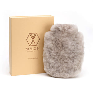 Wärmflasche CALMO Luxus Geschenk in edler Geschenkverpackung in unterschiedlichen Größen und Varianten. Wärmflaschenbezug aus Alpaka