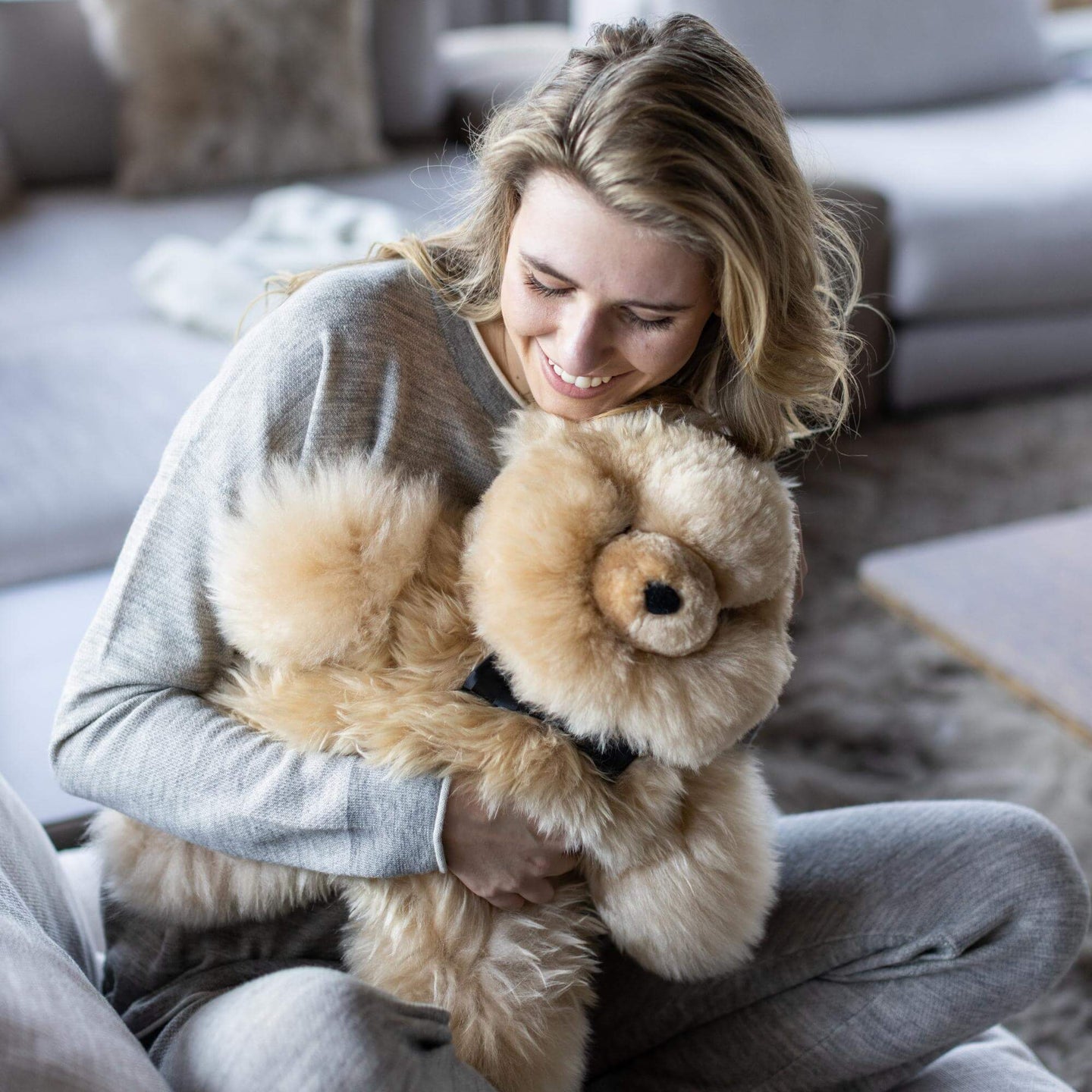 Stofftier Teddy PELU Kuscheltier aus Alpaka für Kinder und Erwachsene
